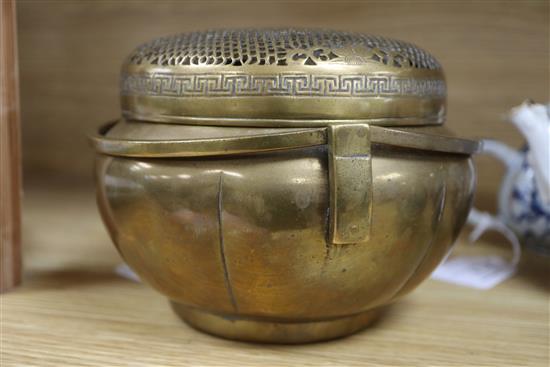 A 19th century Chinese bronze hand warmer